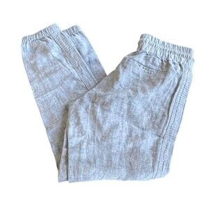 ATHLETA‎ Women's Size 8 Chambray  Cabo 100% Linen Jogger Pants Drawstring Waist